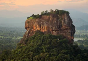 Sigiriya rock as seen from Pidurangala rock at sunrise. Discover Sri Lanka: Sri Lanka bespoke cultural tours