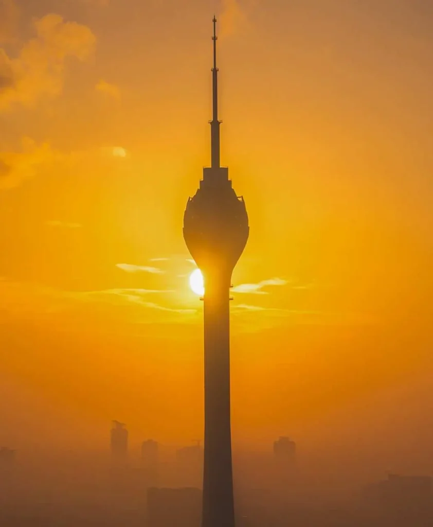 Lotus Tower in Colombo at sunset