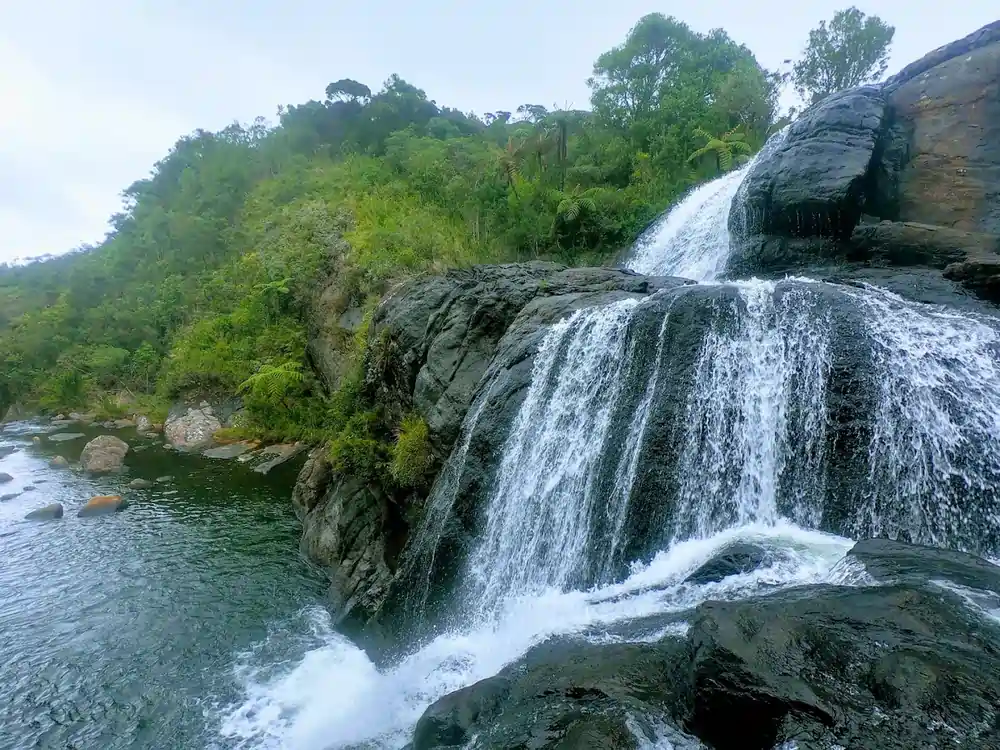 Baker's Falls is located inside the Horton Plains National Park.