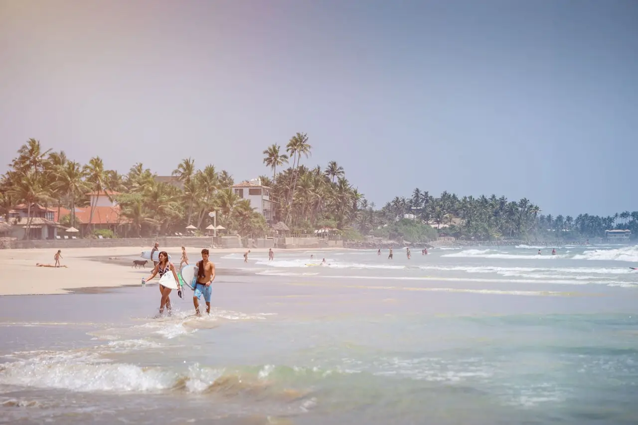 Tourists enjoying south sri lanka beach