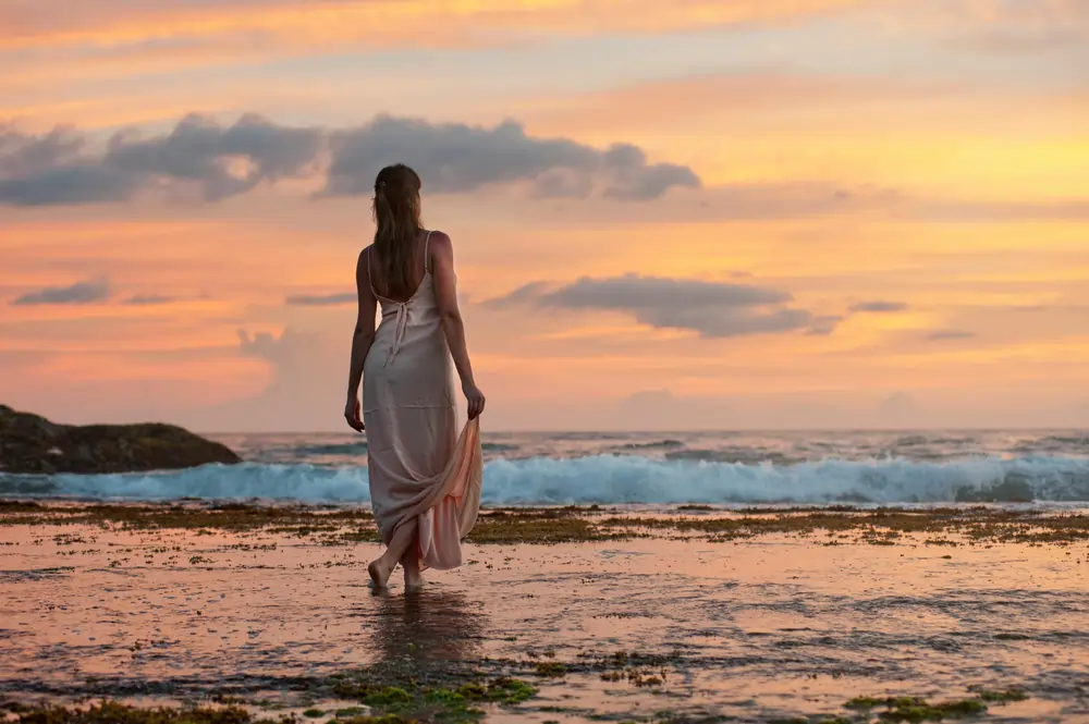 Woman On a beach in Sri Lanka